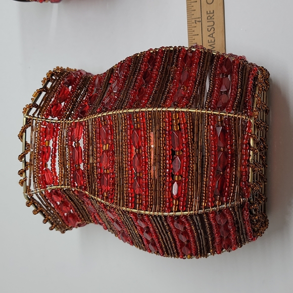 Partylite Pair of Moroccan Red & Gold Beaded Tealight Sconces - Picture 9 of 14